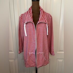 Onque Casuals Red and White Striped Utility Jacket